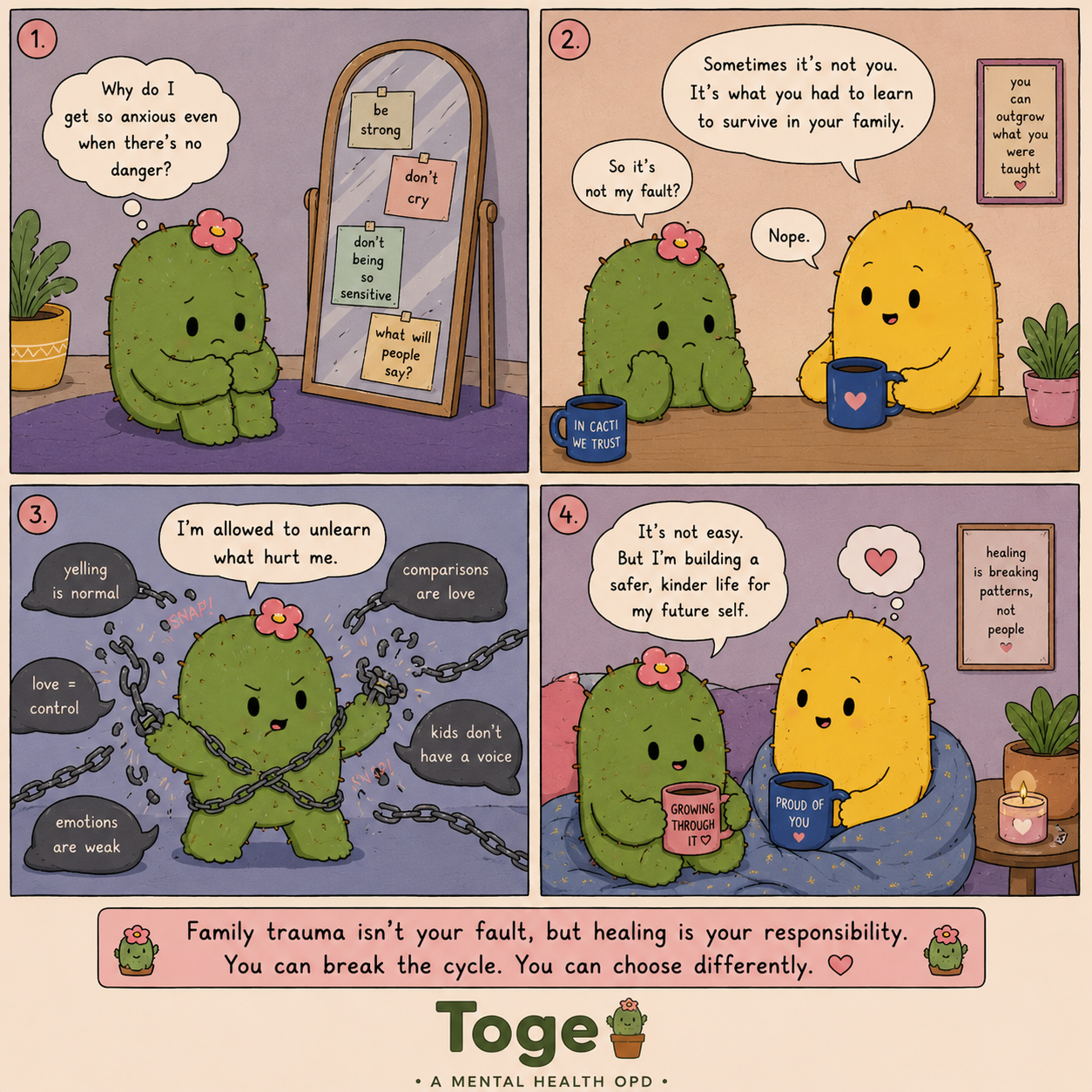 Toge cactus comic about family trauma